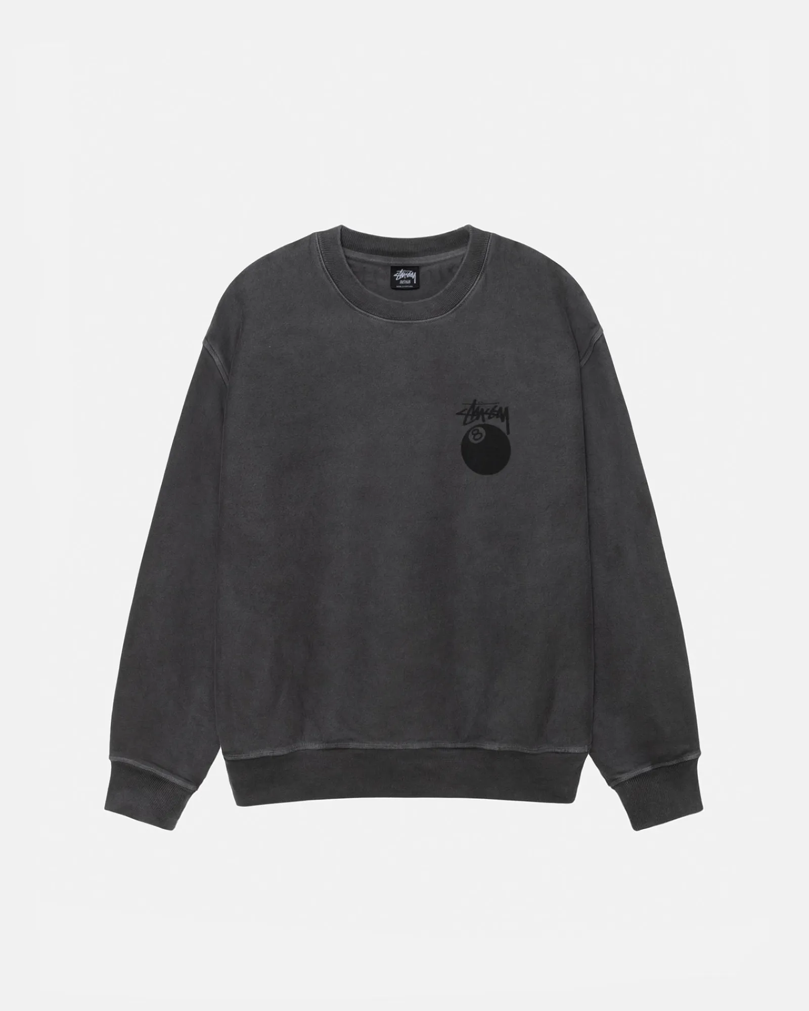 Crews>Stüssy 8 BALL CREW PIGMENT DYED Black