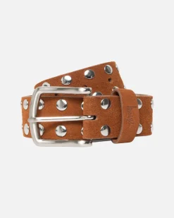 Accessories>Stüssy 8 BALL STUDDED BELT Brown Suede