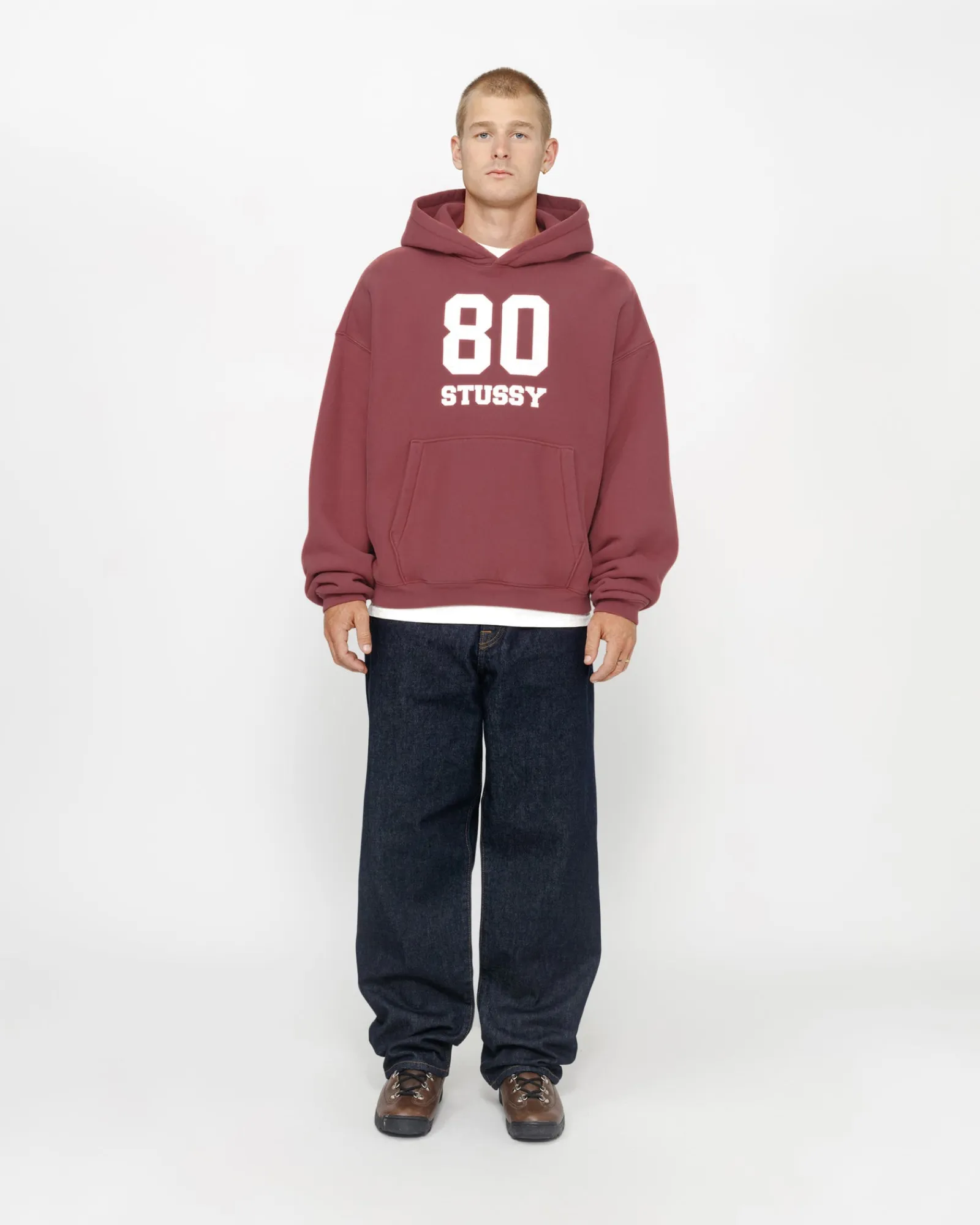 Hoodies>Stüssy 80 RELAXED HOODIE Oxblood