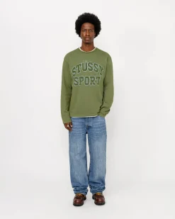 Knits>Stüssy 2 TONE COTTON MESH CREW Green