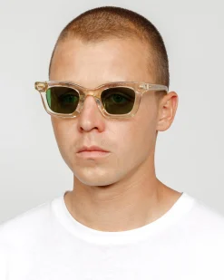 Accessories|Eyegear>Stüssy ACE SUNGLASSES Bone / Green Lens