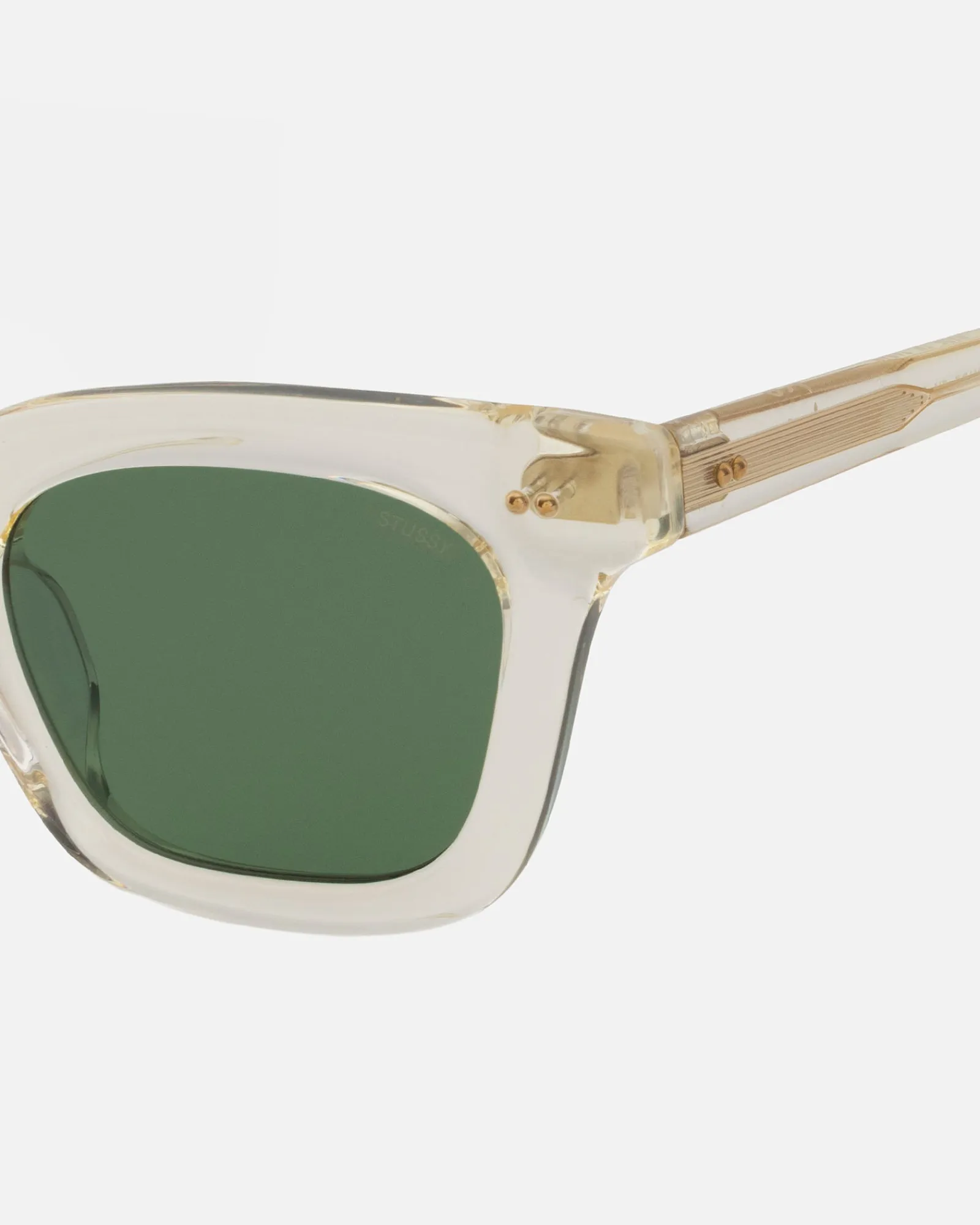 Accessories|Eyegear>Stüssy ACE SUNGLASSES Bone / Green Lens