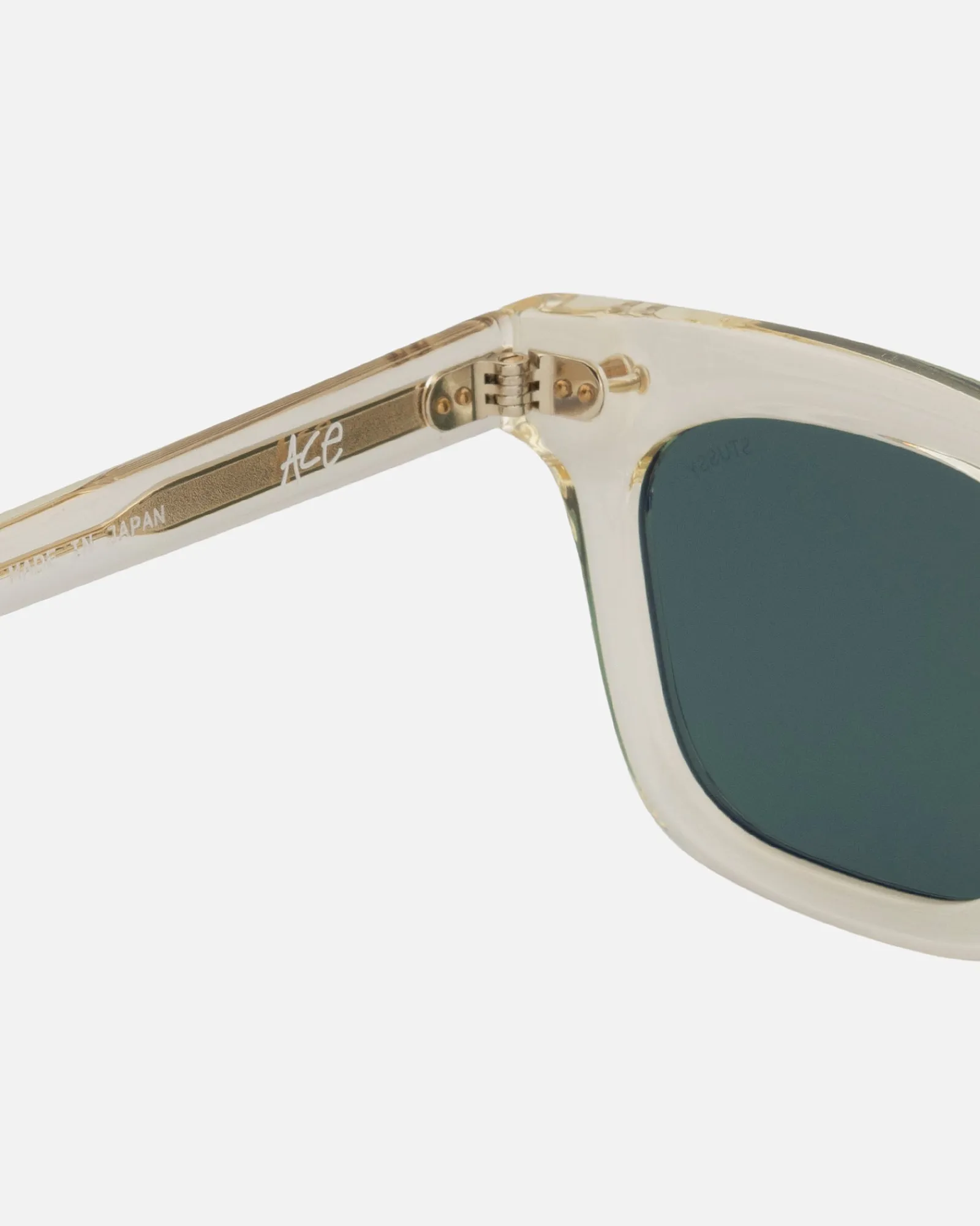 Accessories|Eyegear>Stüssy ACE SUNGLASSES Bone / Green Lens