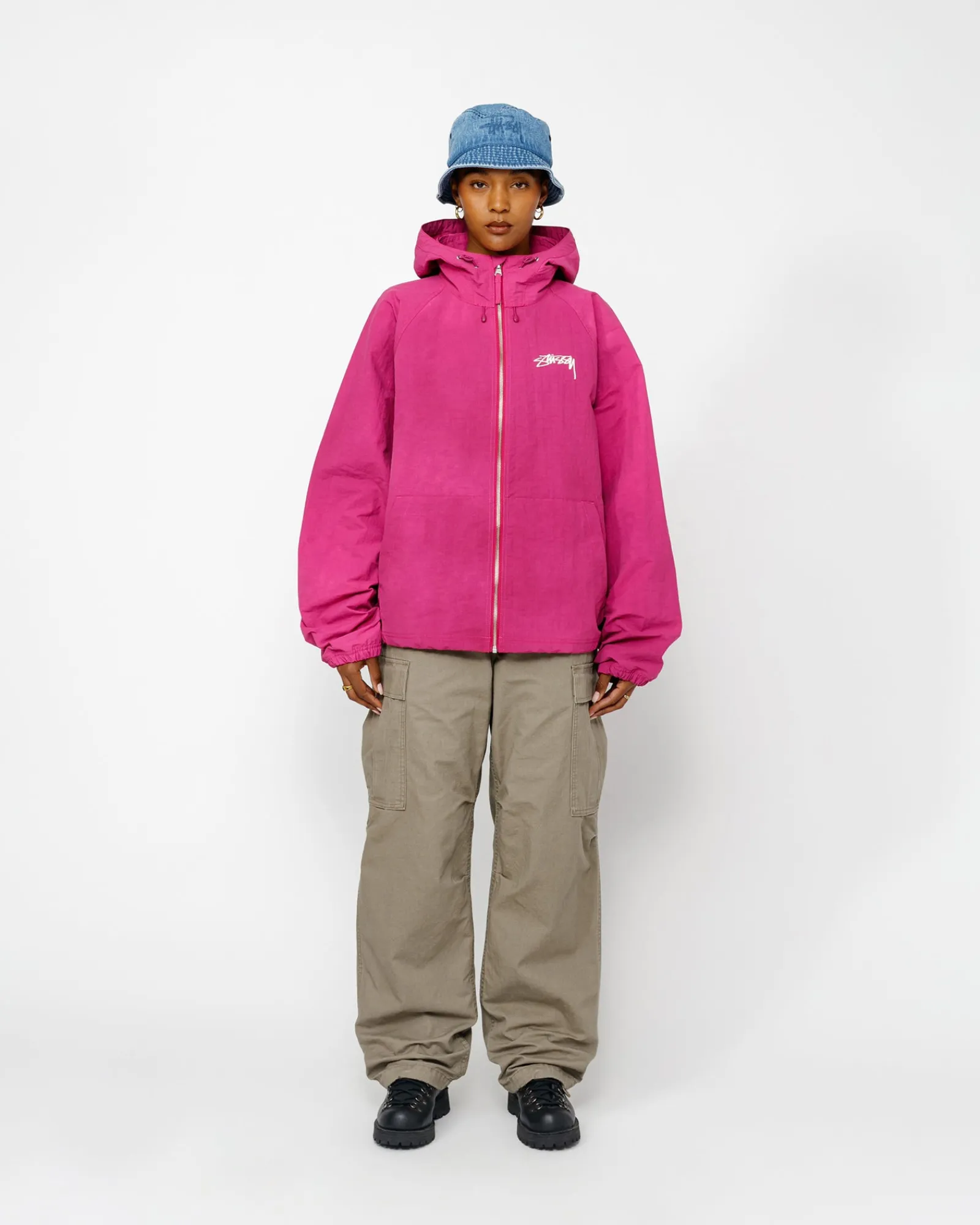 Outerwear>Stüssy BEACH SHELL WAVE DYE Berry