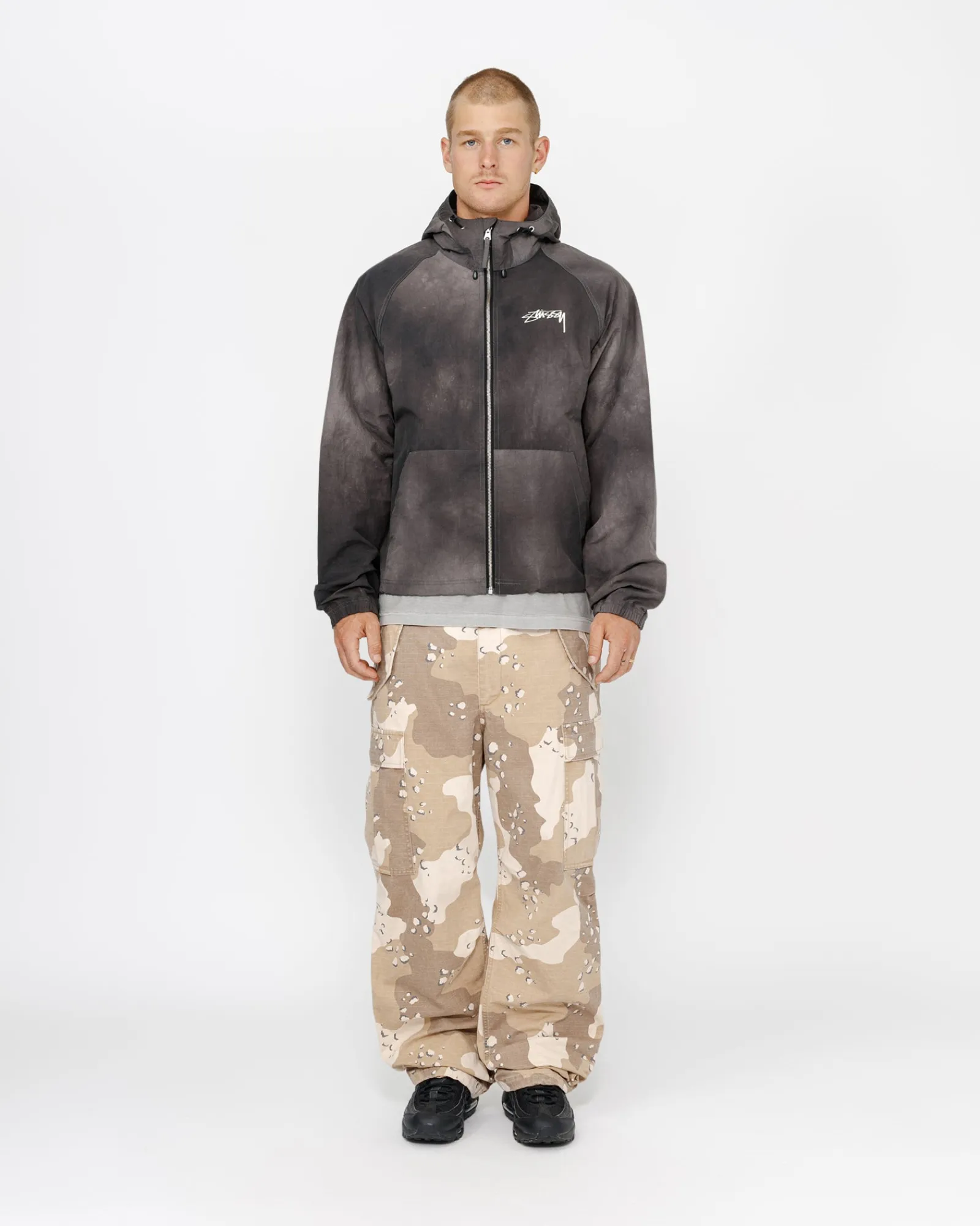 Outerwear>Stüssy BEACH SHELL WAVE DYE Black