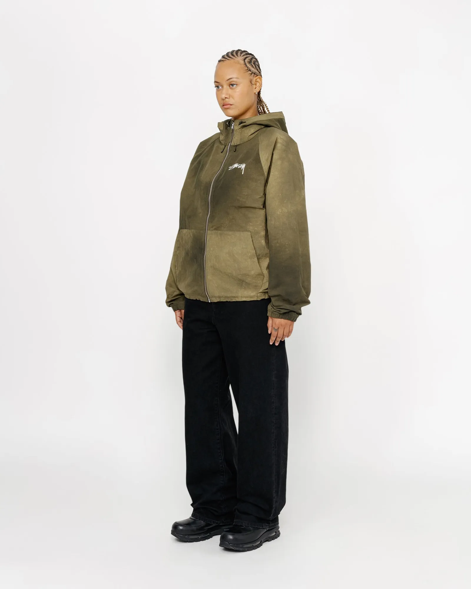 Outerwear>Stüssy BEACH SHELL WAVE DYE Forest Green