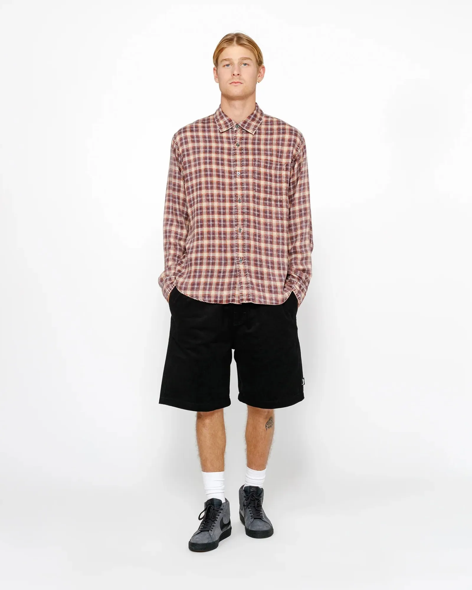 Shorts>Stüssy BEACH SHORT BRUSHED COTTON Black