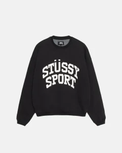 Crews>Stüssy BIG CRACKLE SPORT CREW Washed Black