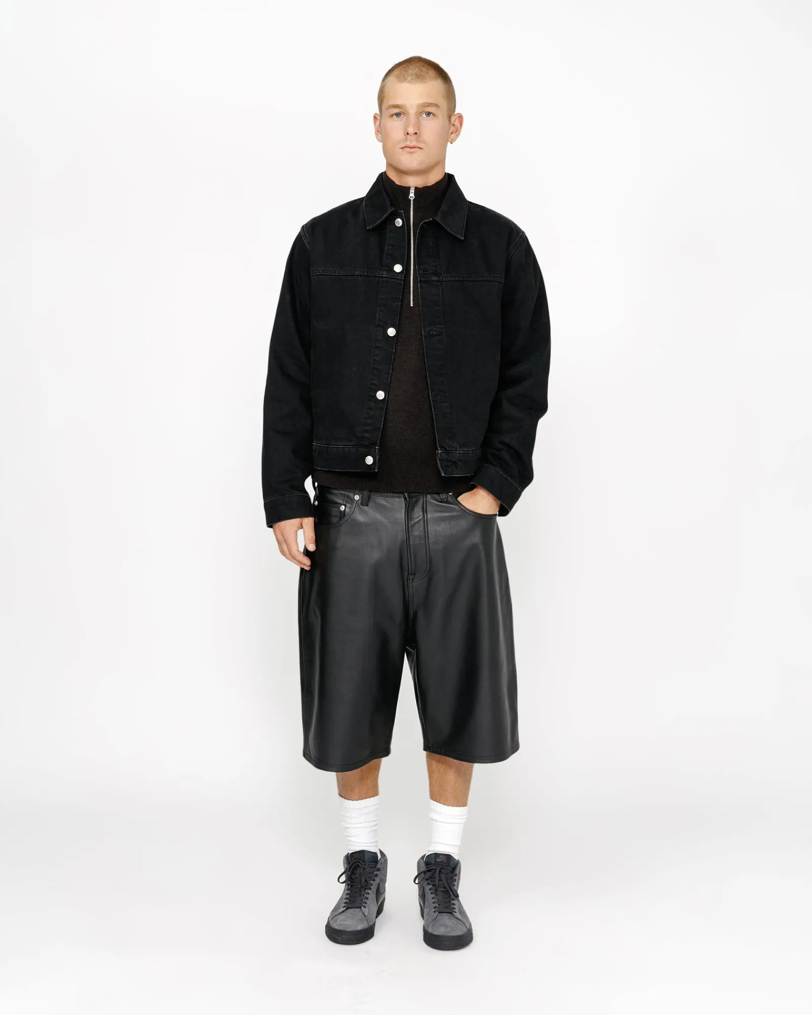 Shorts>Stüssy BIG OL' SHORT LEATHER Black