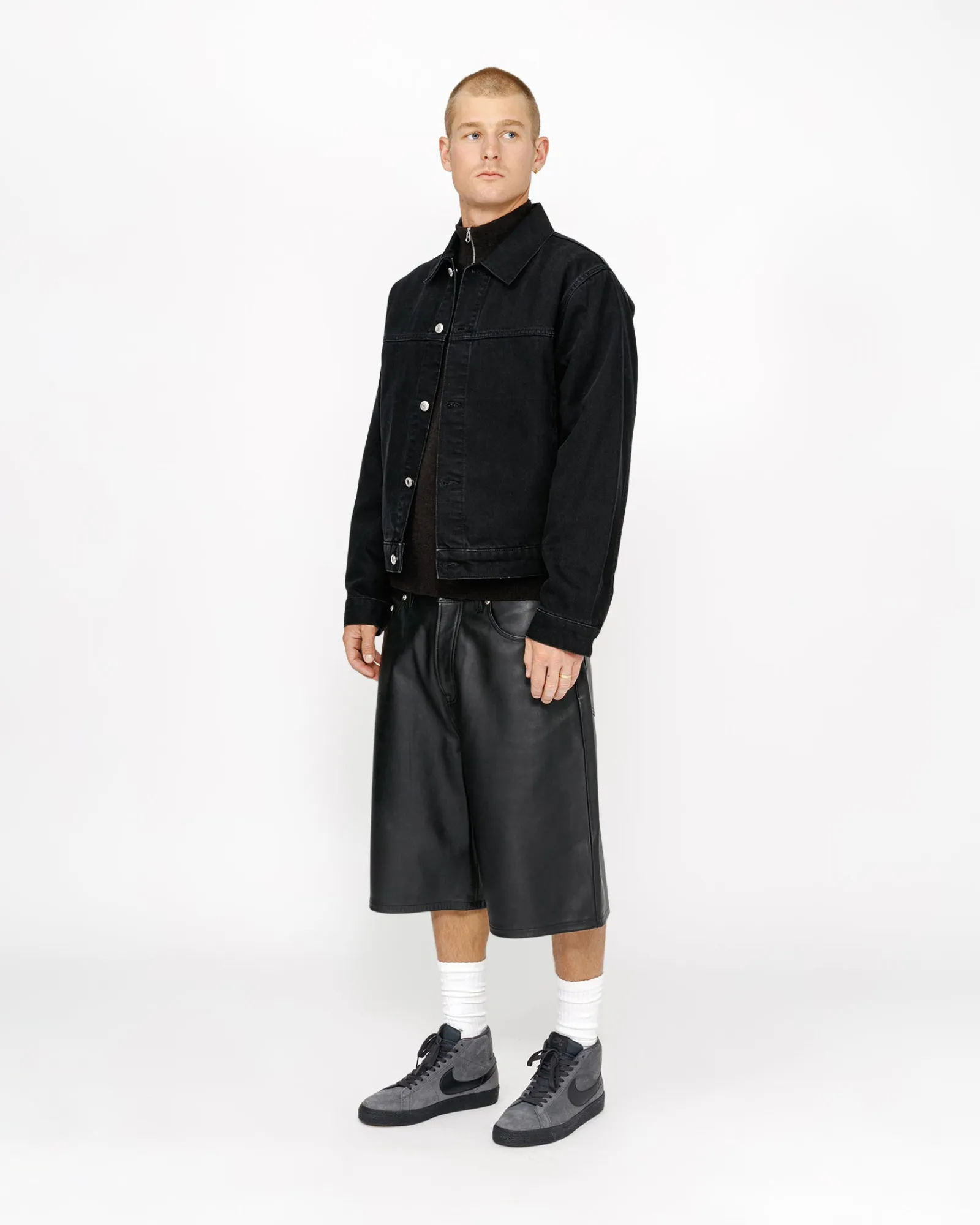 Shorts>Stüssy BIG OL' SHORT LEATHER Black