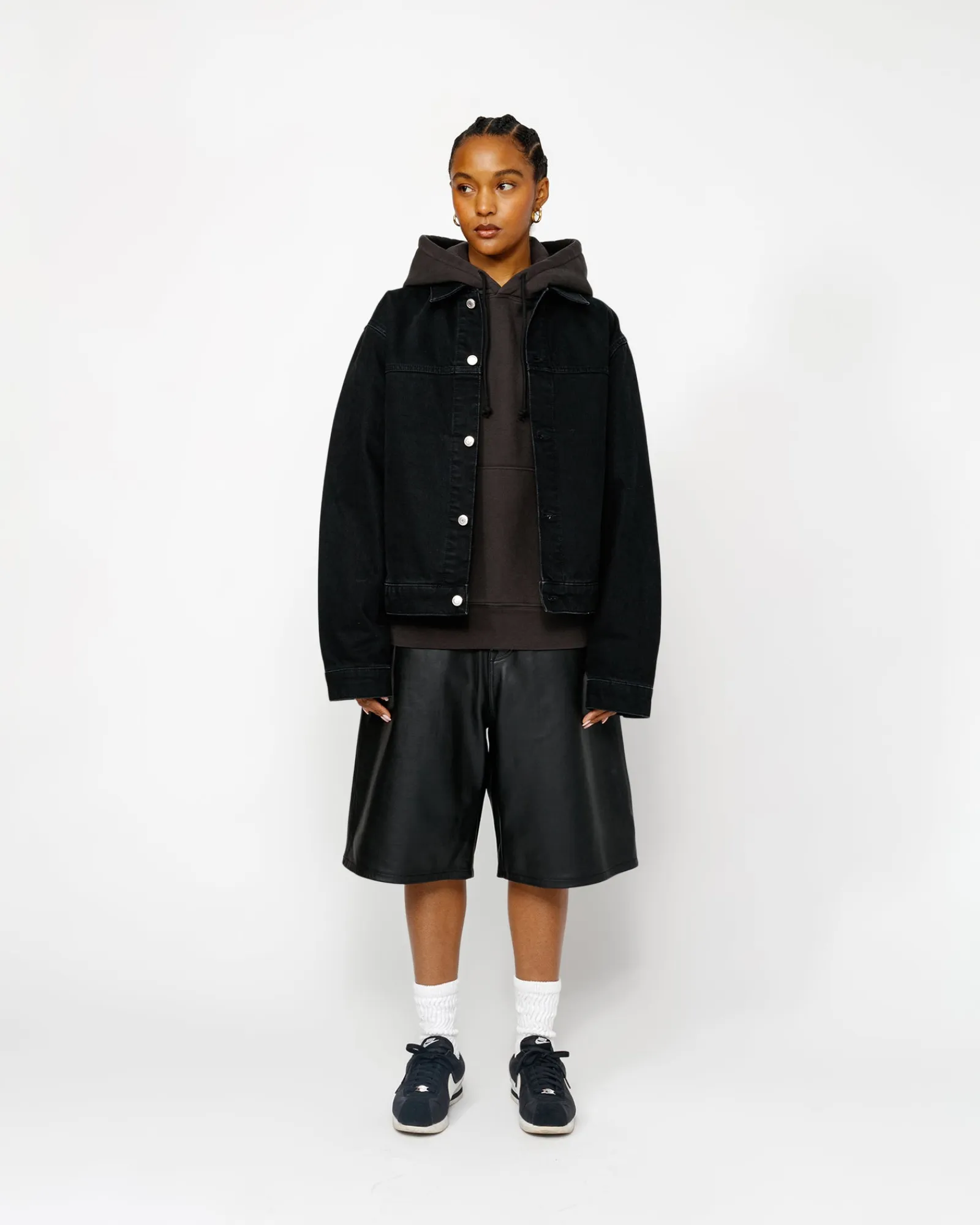 Shorts>Stüssy BIG OL' SHORT LEATHER Black
