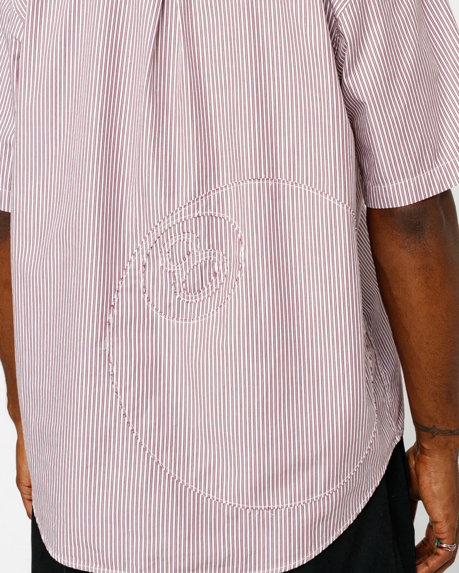Shirts>Stüssy BOXY SS SHIRT 8 BALL STRIPE Burgundy
