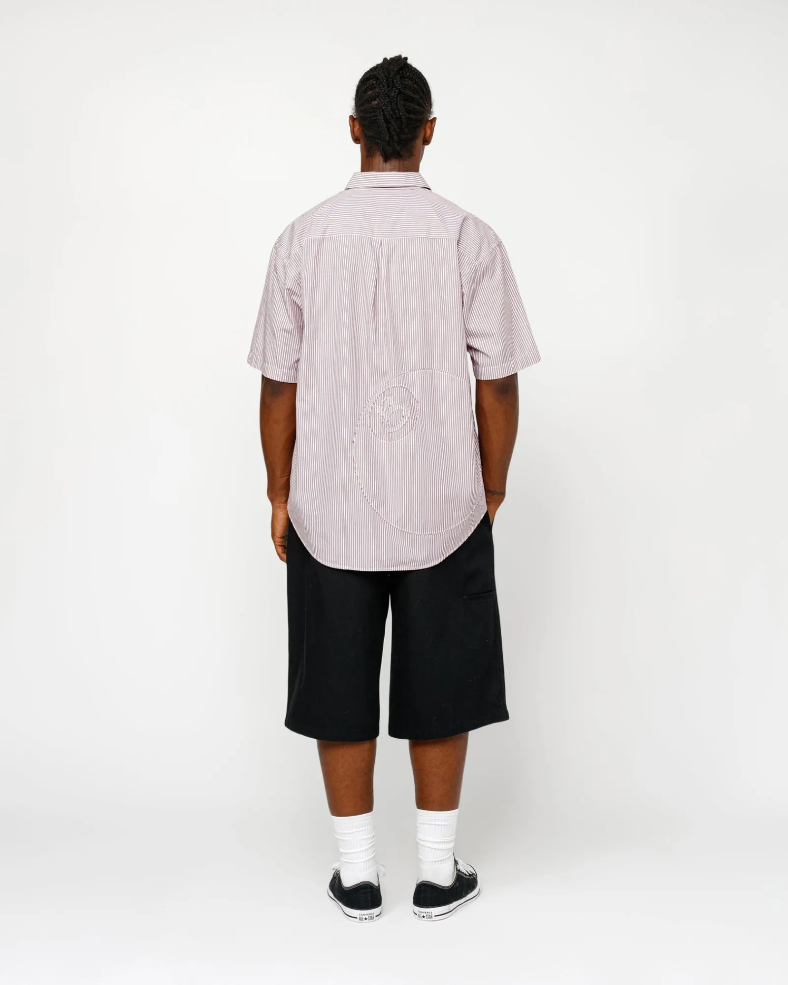 Shirts>Stüssy BOXY SS SHIRT 8 BALL STRIPE Burgundy