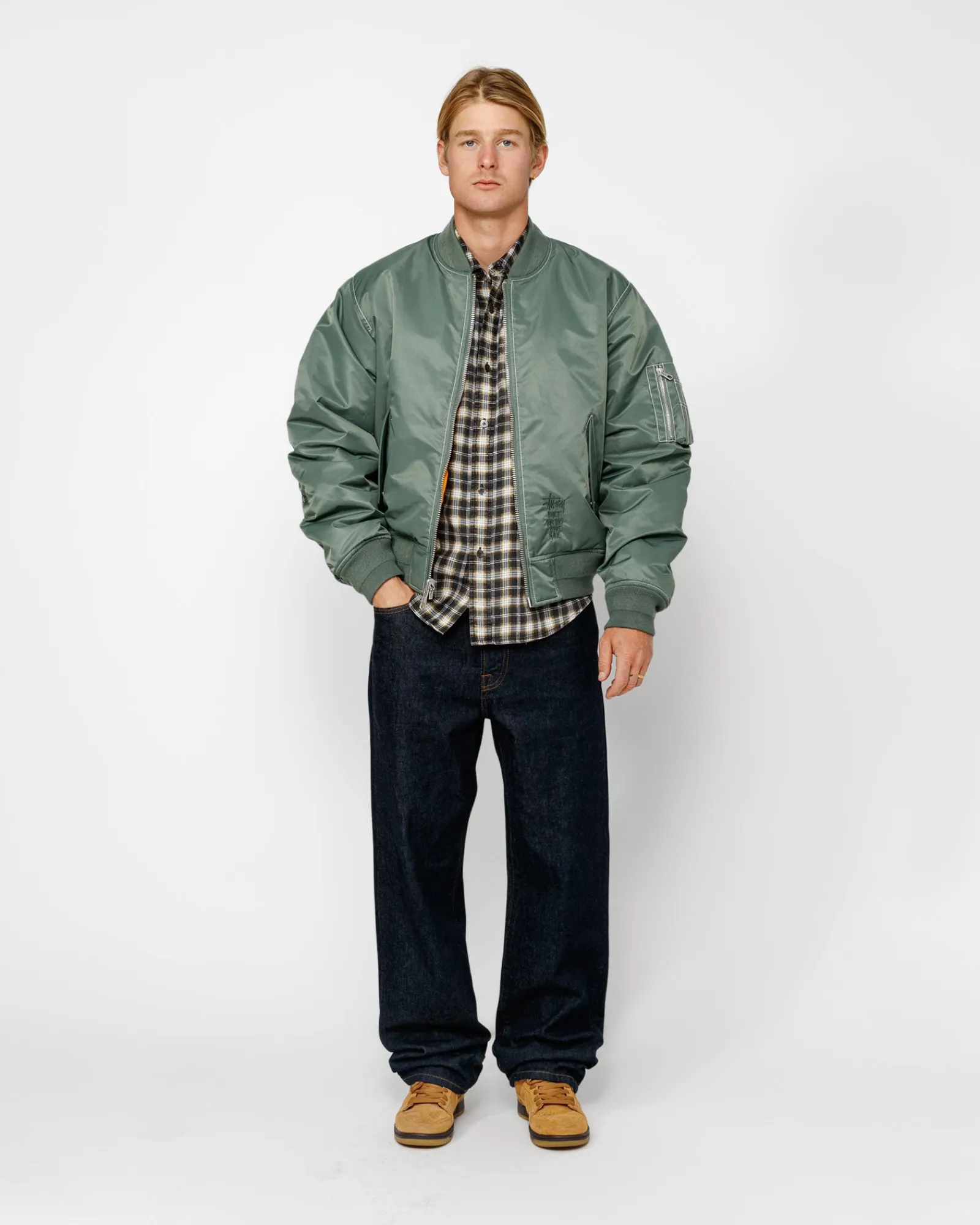 Outerwear>Stüssy BUILT REVERSIBLE BOMBER JACKET Green