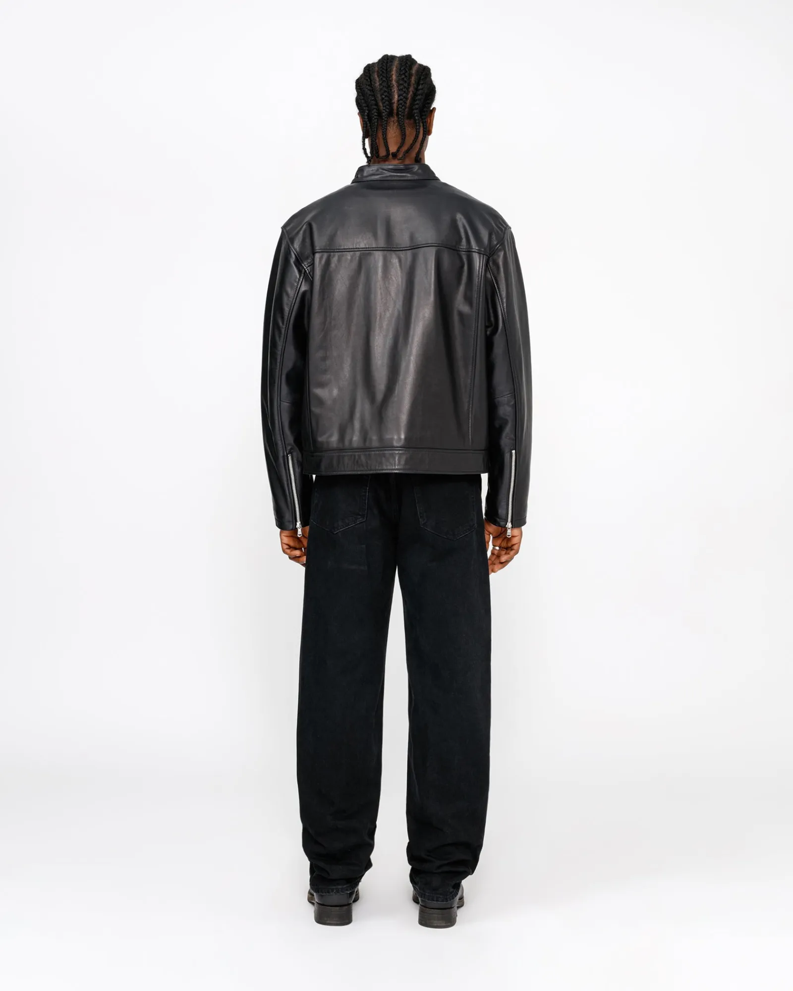 Outerwear>Stüssy CAFE RACER LEATHER JACKET Black