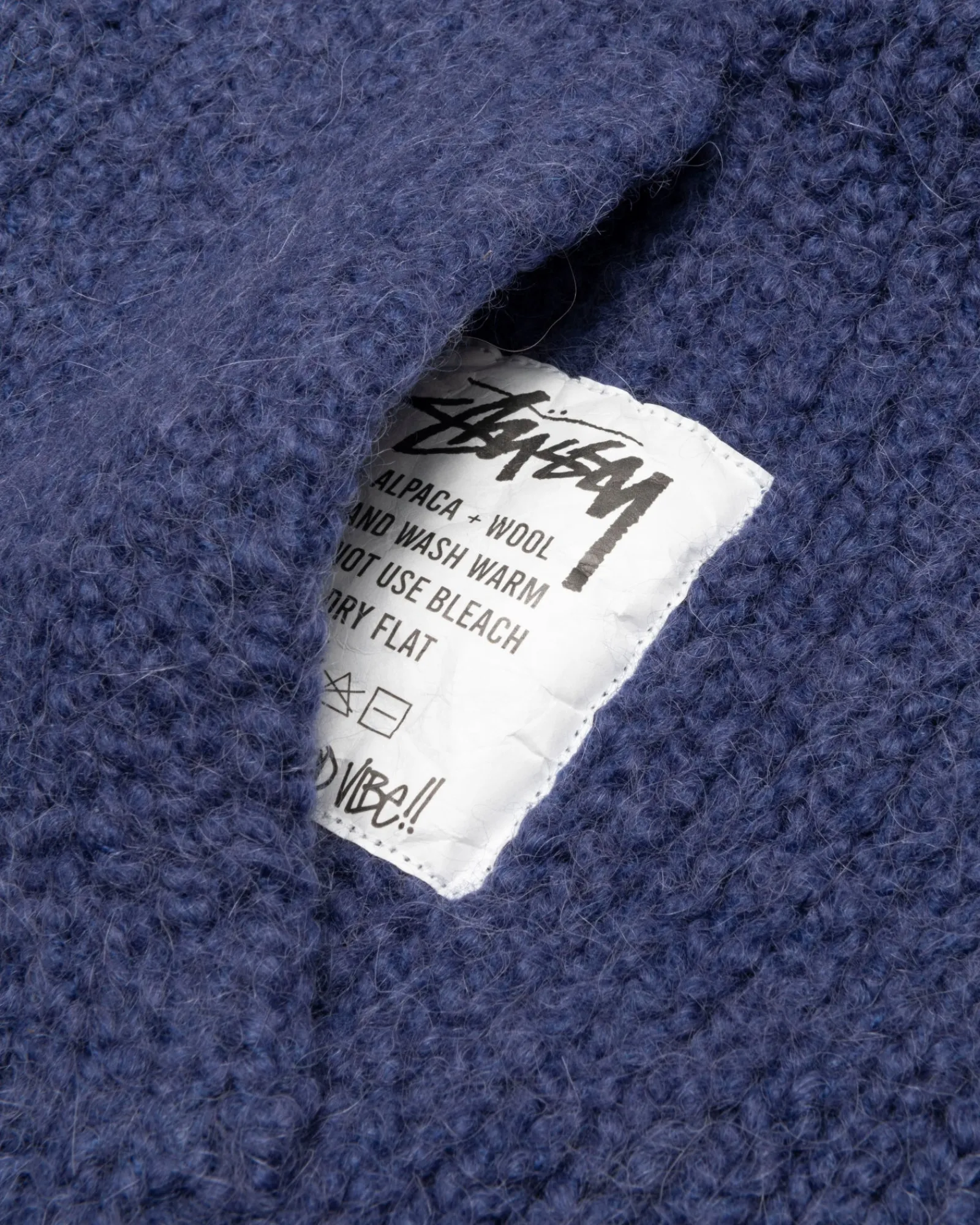 Knits>Stüssy CHUNKY KNIT ZIP HOODIE Blue