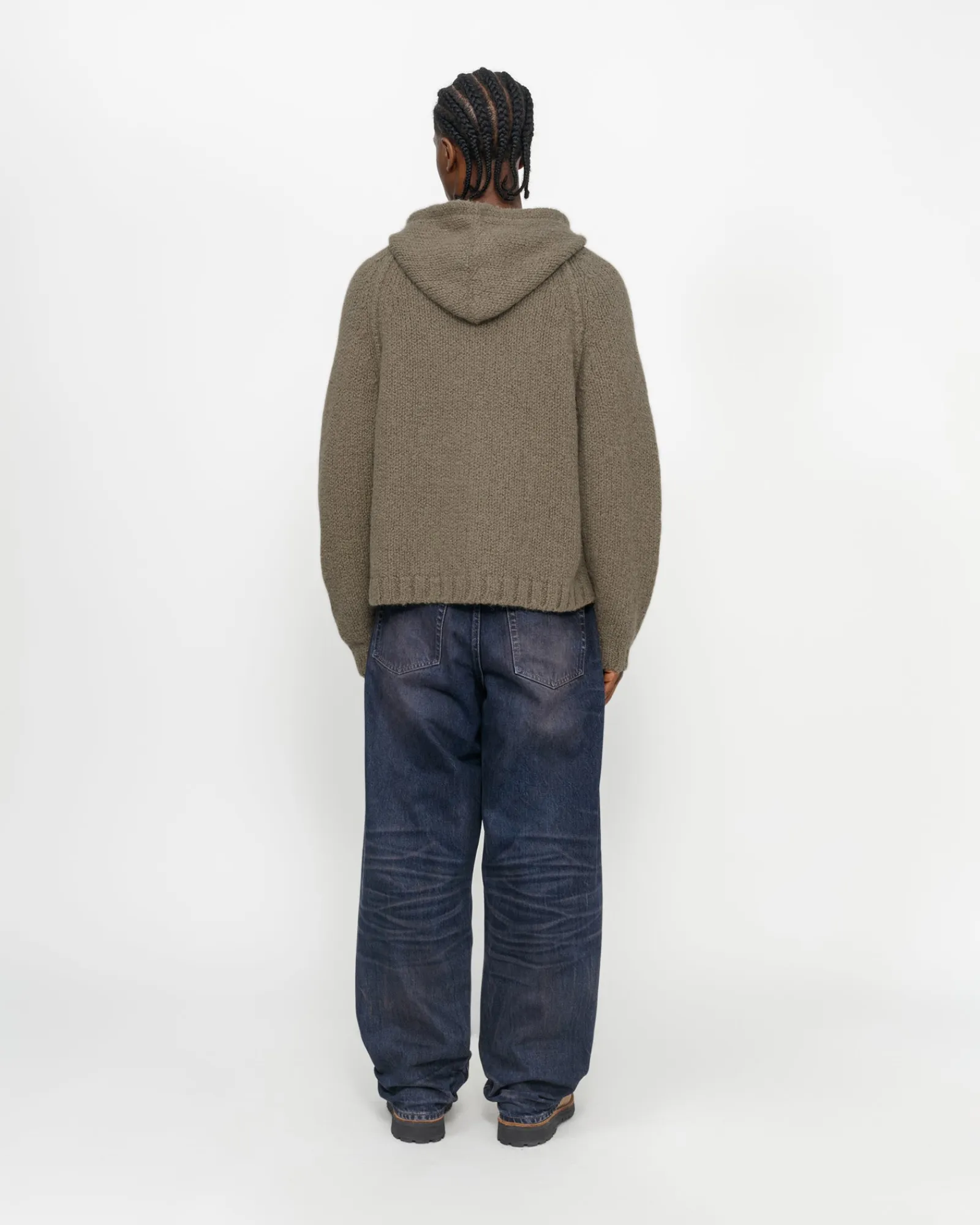 Knits>Stüssy CHUNKY KNIT ZIP HOODIE Fossil