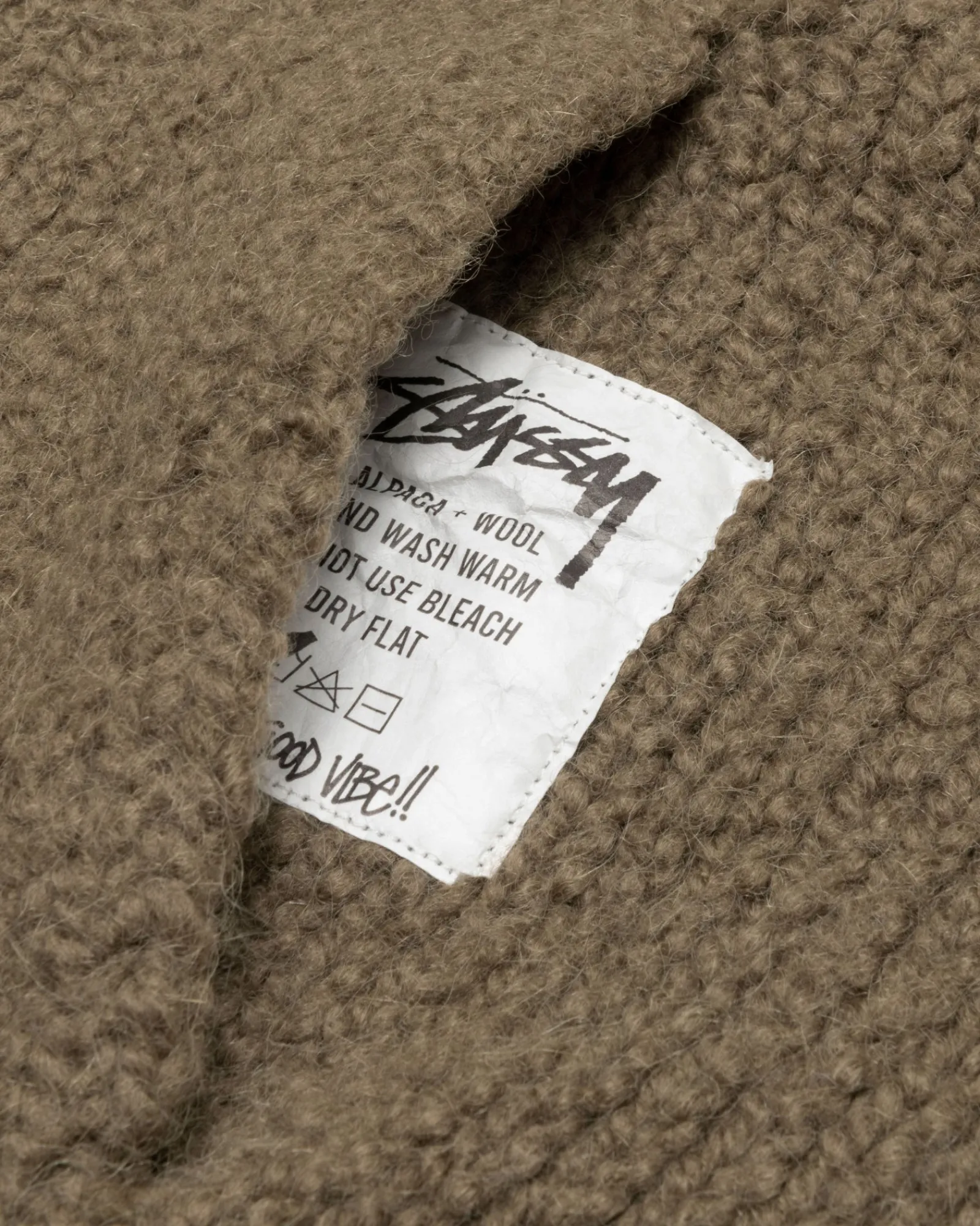 Knits>Stüssy CHUNKY KNIT ZIP HOODIE Fossil