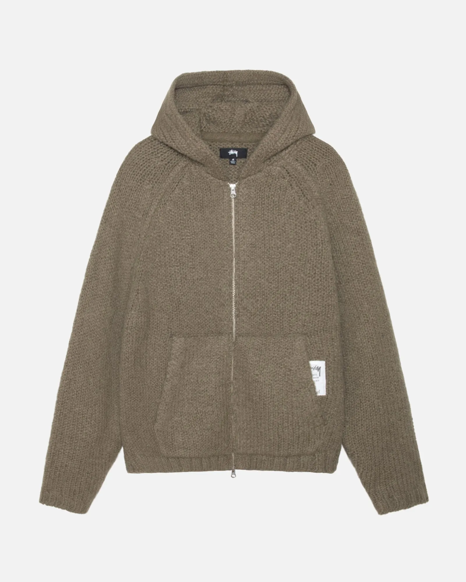 Knits>Stüssy CHUNKY KNIT ZIP HOODIE Fossil