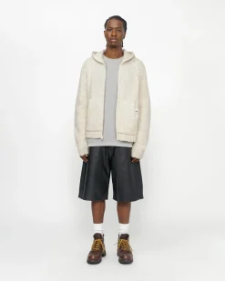 Knits>Stüssy CHUNKY KNIT ZIP HOODIE Ivory
