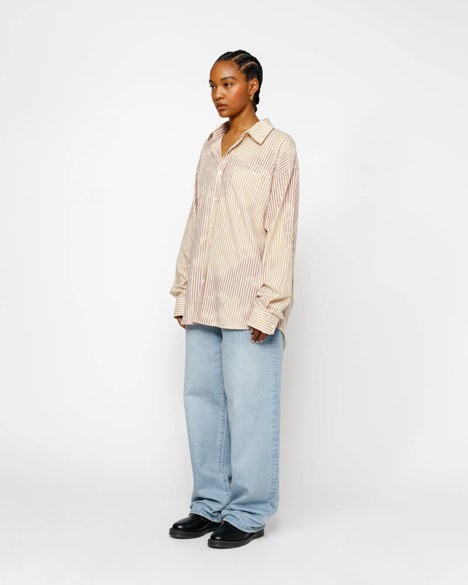 Shirts>Stüssy CLASSIC LS SHIRT BLEACHED POPLIN Tan