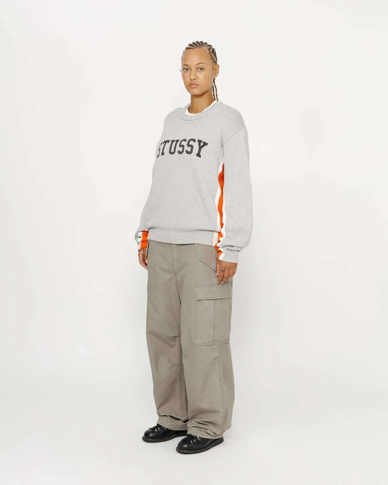 Knits>Stüssy CONTRAST STRIPE CREW Heather