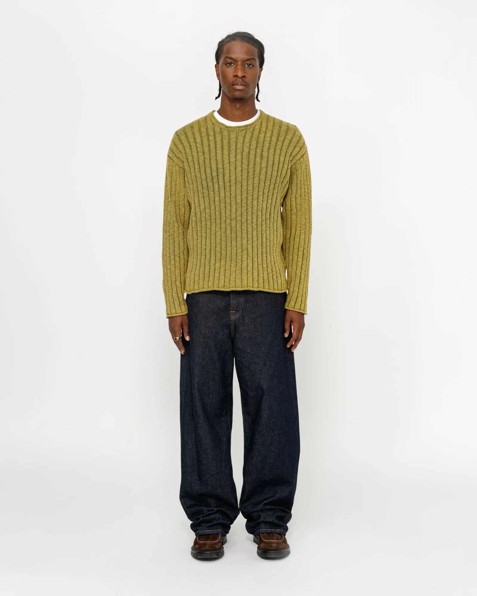 Knits>Stüssy COTTON SLUB RIB CREW Green