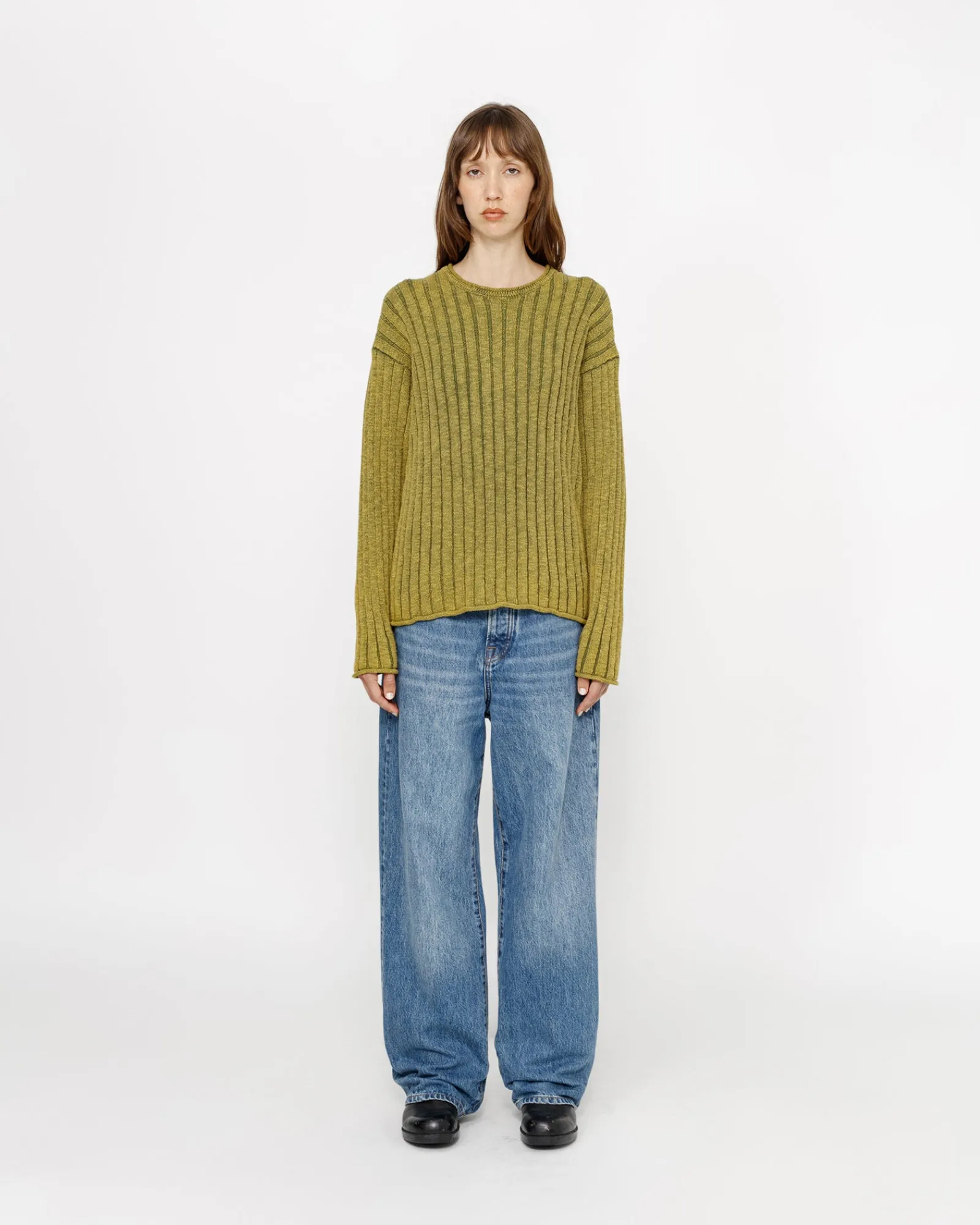 Knits>Stüssy COTTON SLUB RIB CREW Green