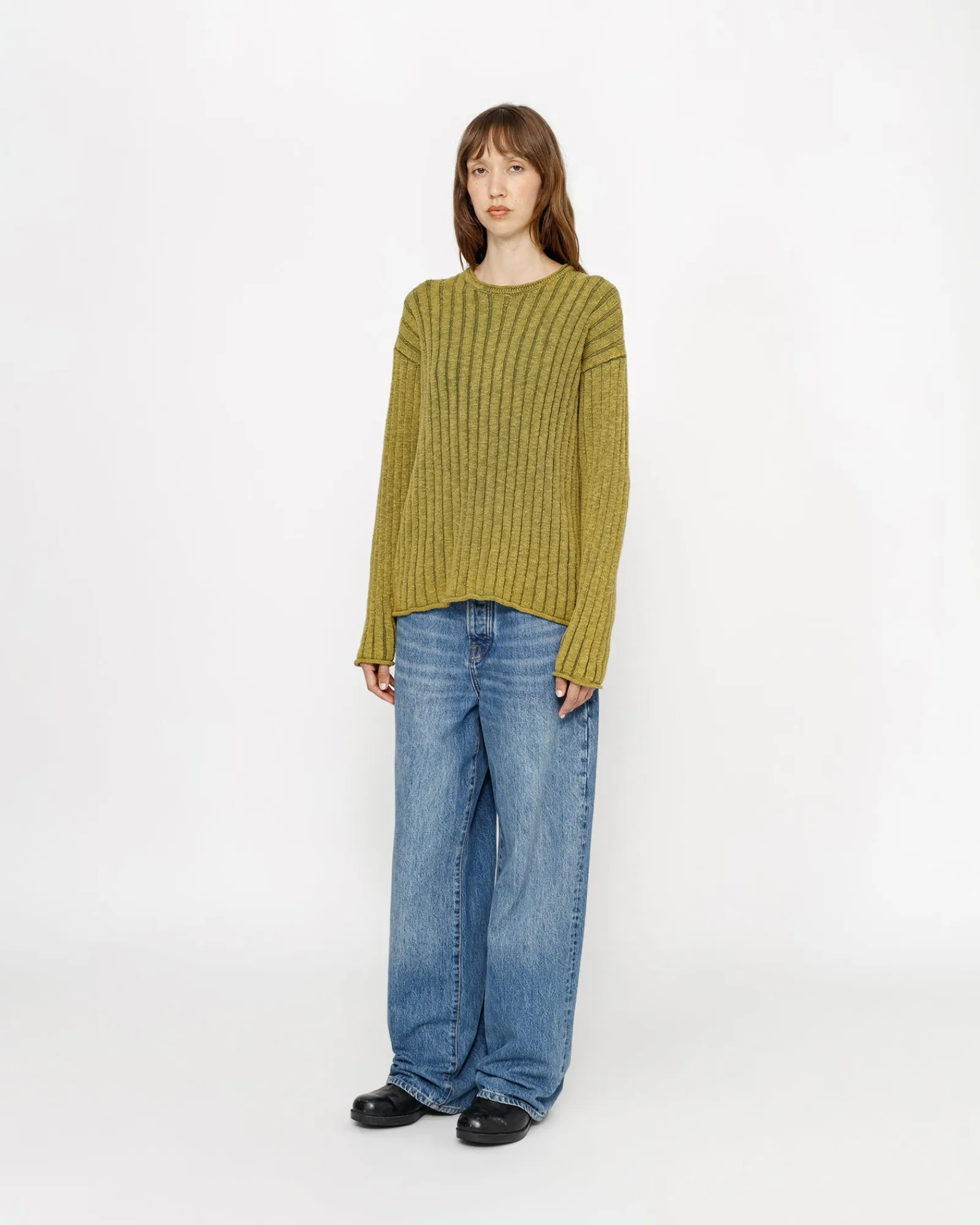 Knits>Stüssy COTTON SLUB RIB CREW Green
