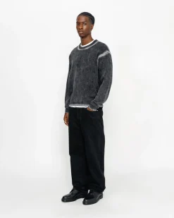 Knits>Stüssy FADED COTTON KNIT CREW Black