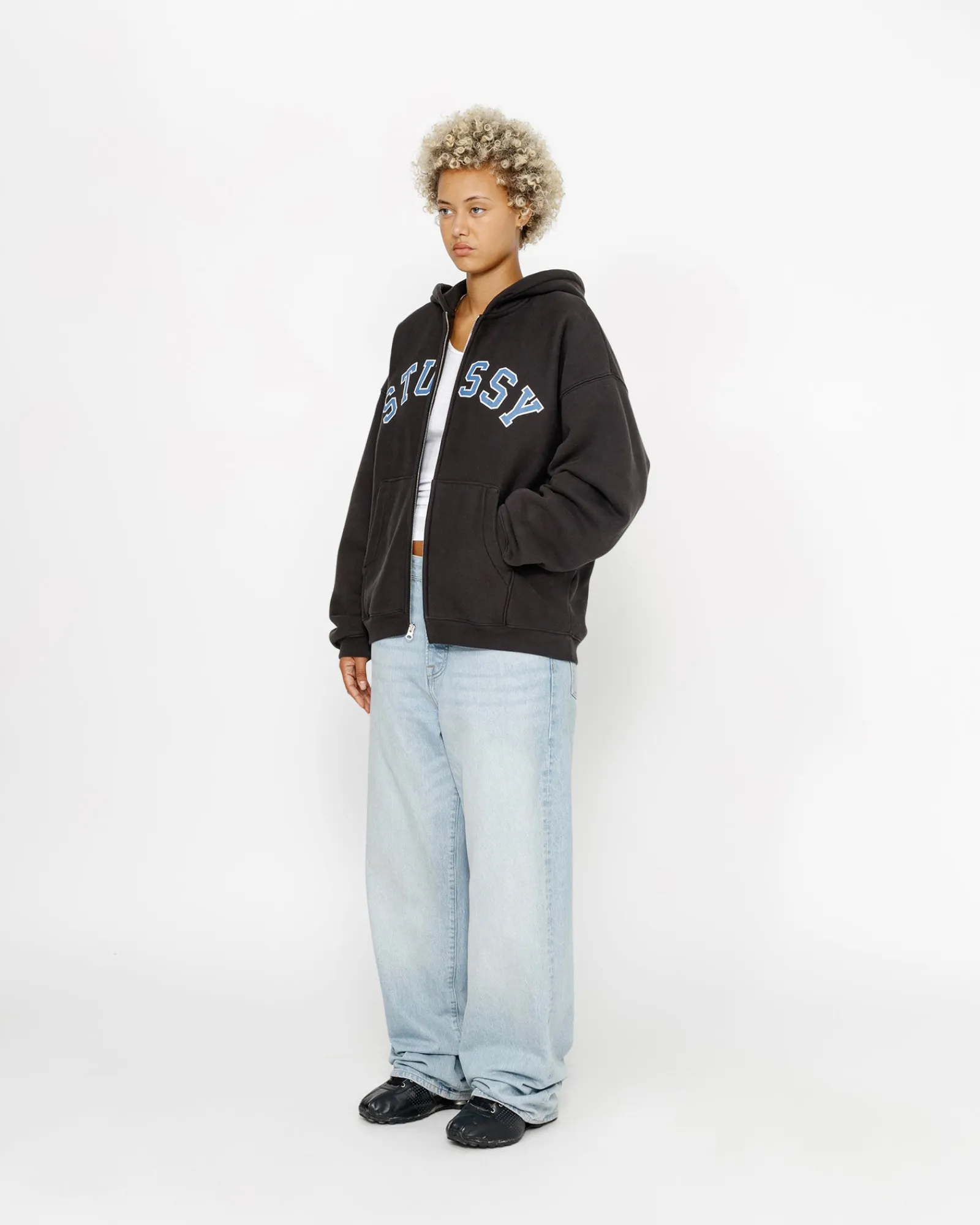 Hoodies>Stüssy FADED GRAPHIC ZIP HOODIE Washed Black