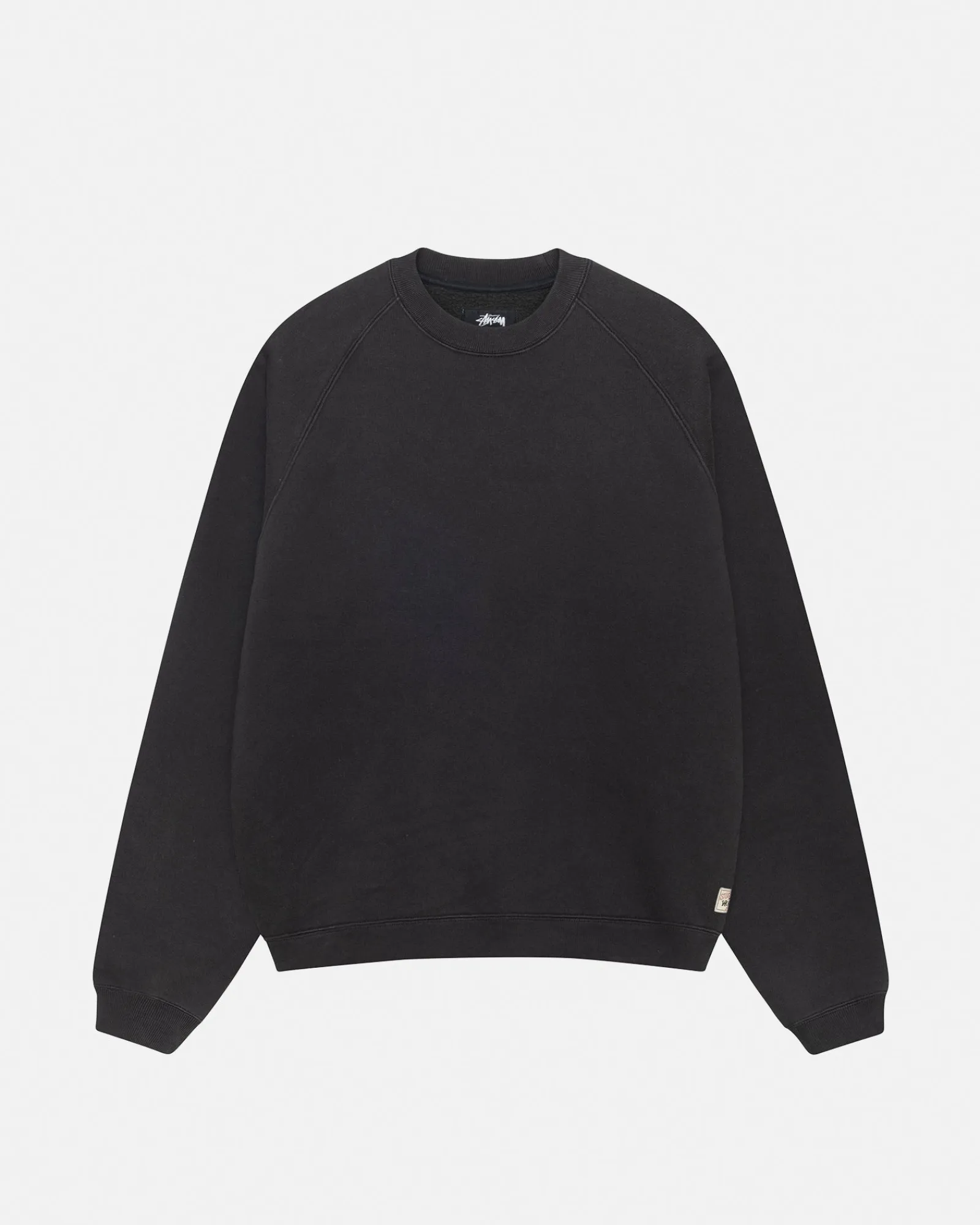 Crews>Stüssy FLEECE RAGLAN CREW Washed Black