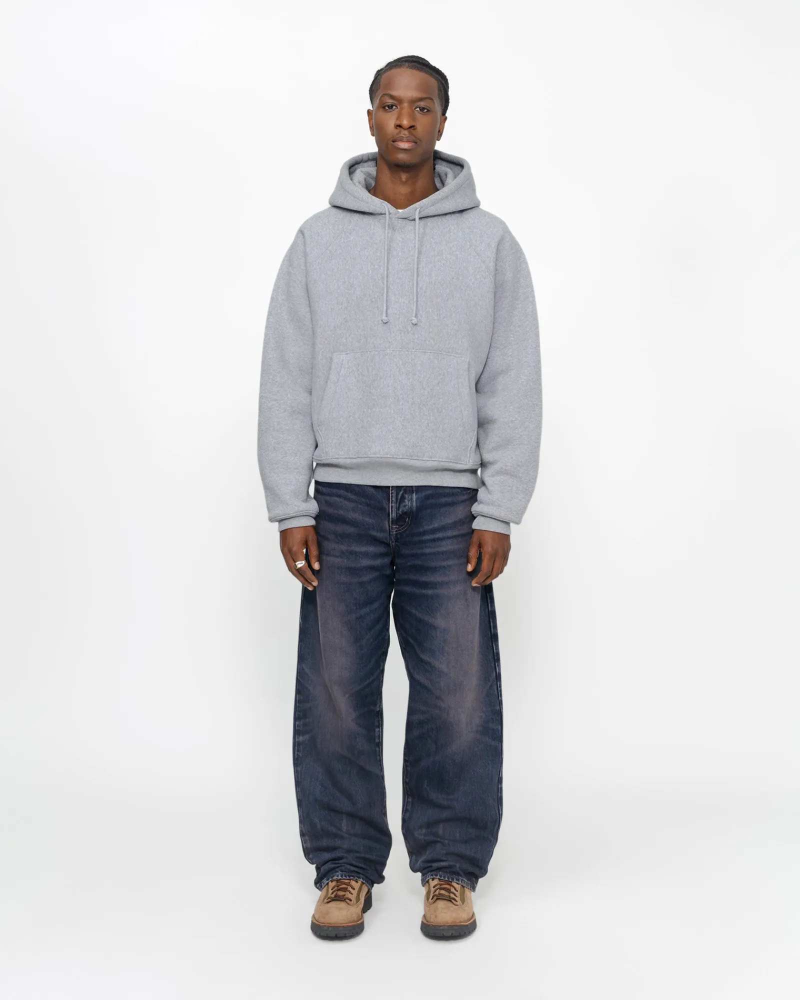 Hoodies>Stüssy FLEECE RAGLAN HOODIE Grey Heather