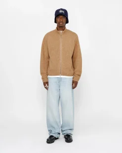 Knits>Stüssy FULL ZIP BRUSHED MERINO SWEATER Camel