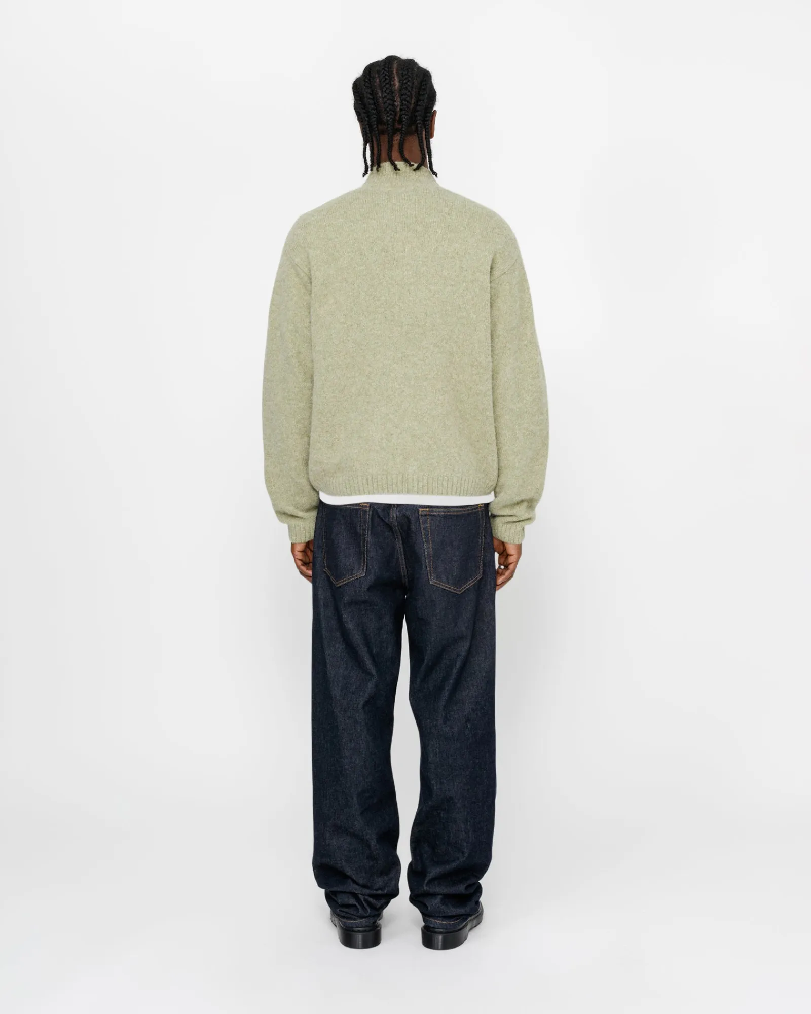 Knits>Stüssy FULL ZIP BRUSHED MERINO SWEATER Sage