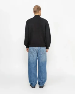Knits>Stüssy HALF ZIP MOCK NECK SWEATER Black