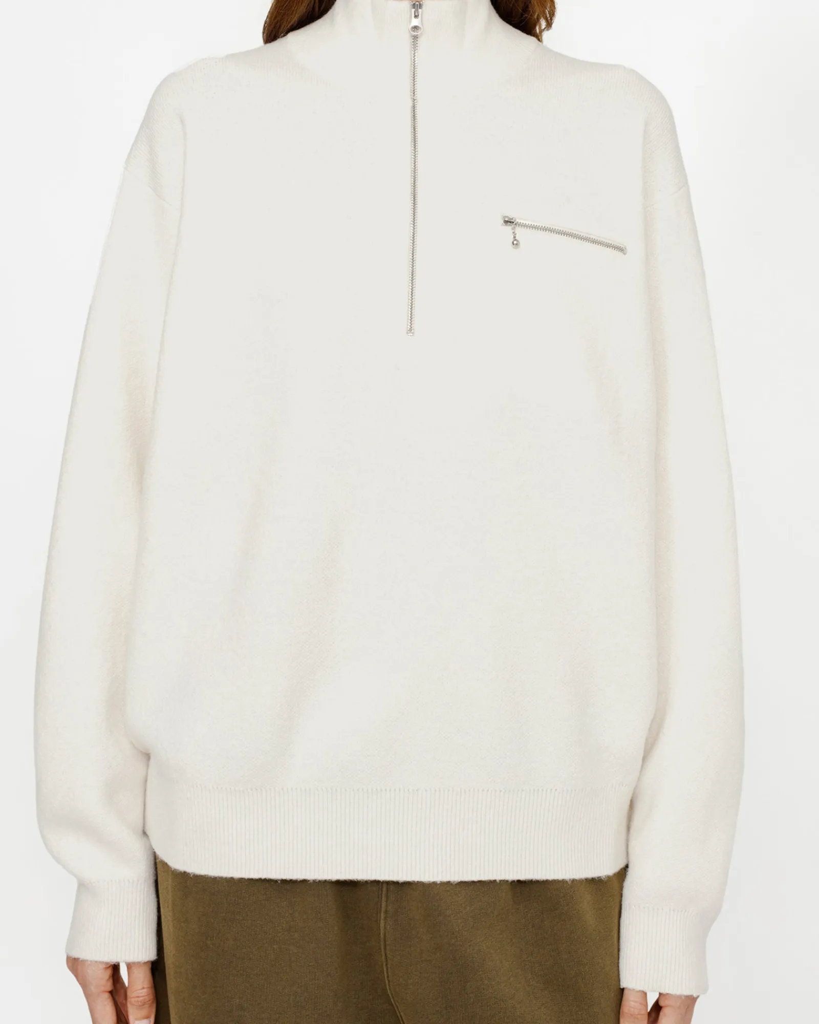 Knits>Stüssy HALF ZIP MOCK NECK SWEATER Ivory