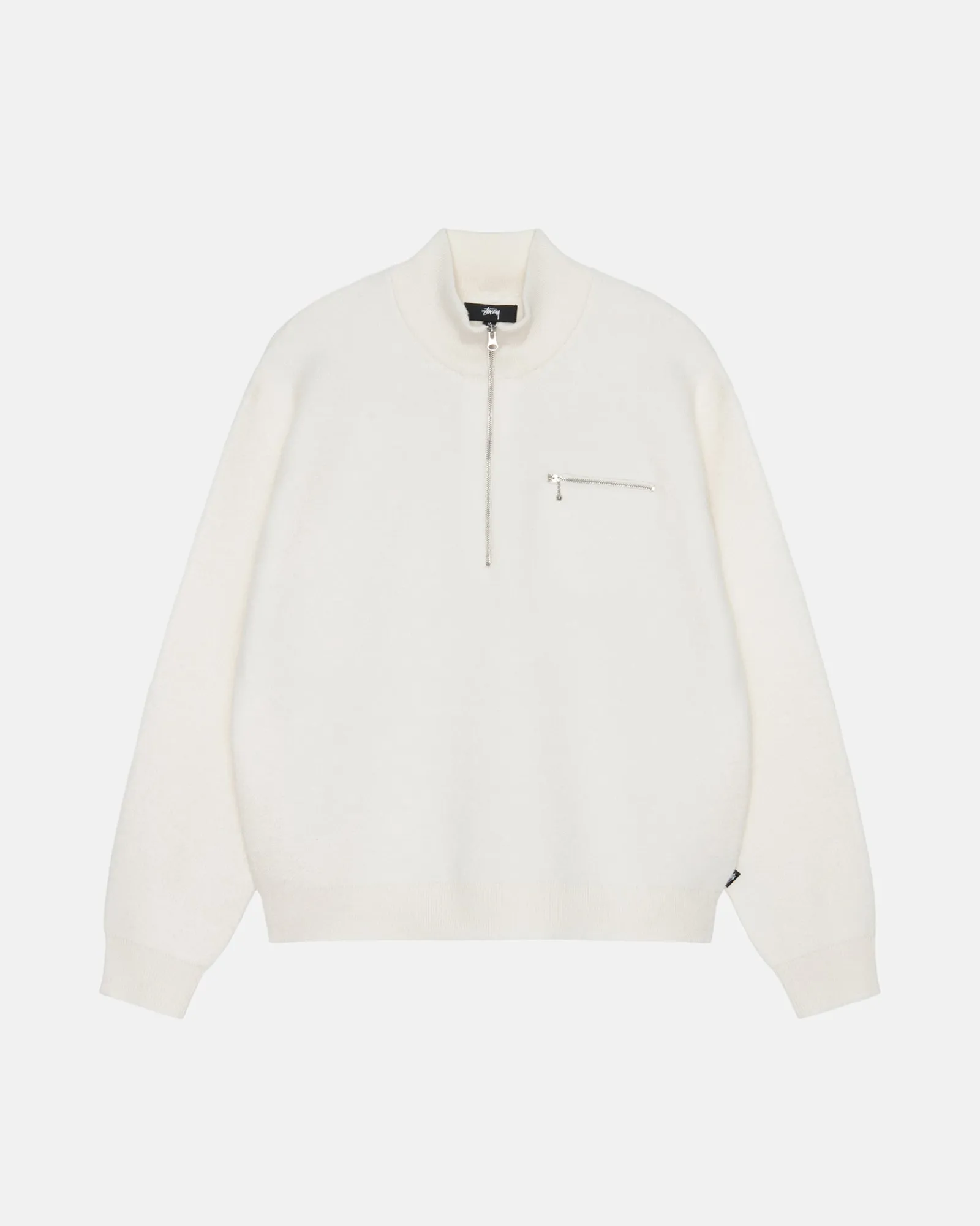 Knits>Stüssy HALF ZIP MOCK NECK SWEATER Ivory