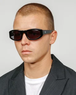 Accessories|Eyegear>Stüssy LANDON SUNGLASSES Black / Black Lens