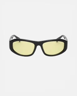 Accessories|Eyegear>Stüssy LANDON SUNGLASSES Black / Yellow Lens