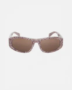 Accessories|Eyegear>Stüssy LANDON SUNGLASSES Snake Skin / Brown Lens