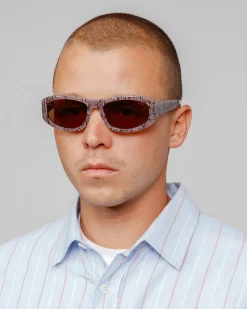 Accessories|Eyegear>Stüssy LANDON SUNGLASSES Snake Skin / Brown Lens
