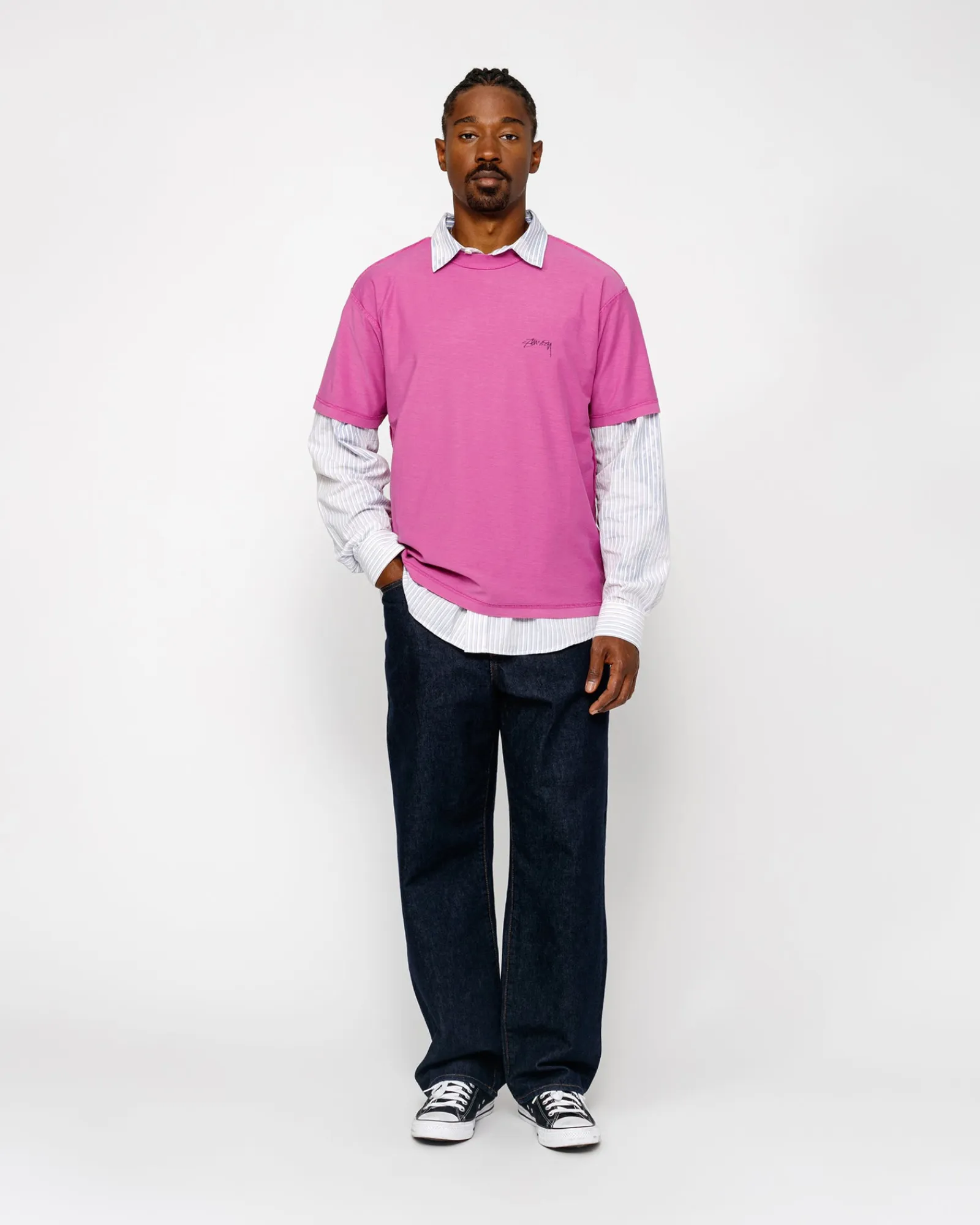 Tees>Stüssy LAZY TEE Magenta