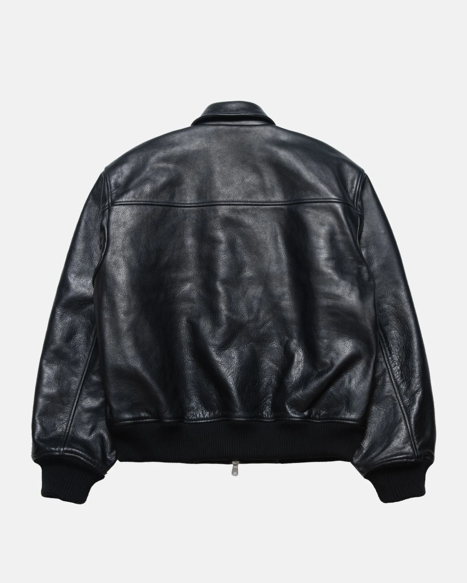 Outerwear>Stüssy LEATHER FLIGHT JACKET Black