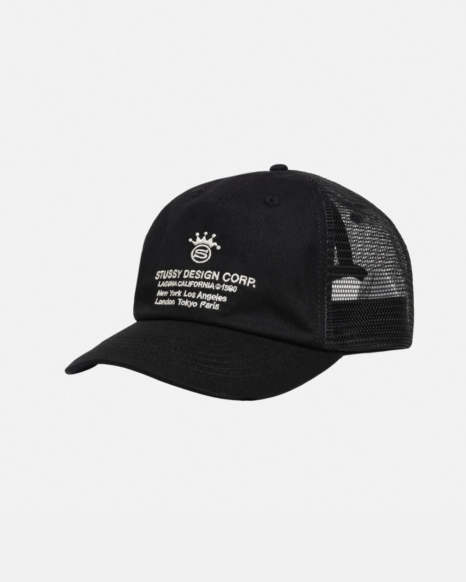 Headwear>Stüssy LOW PROFILE DESIGN CORP TRUCKER SNAPBACK Black