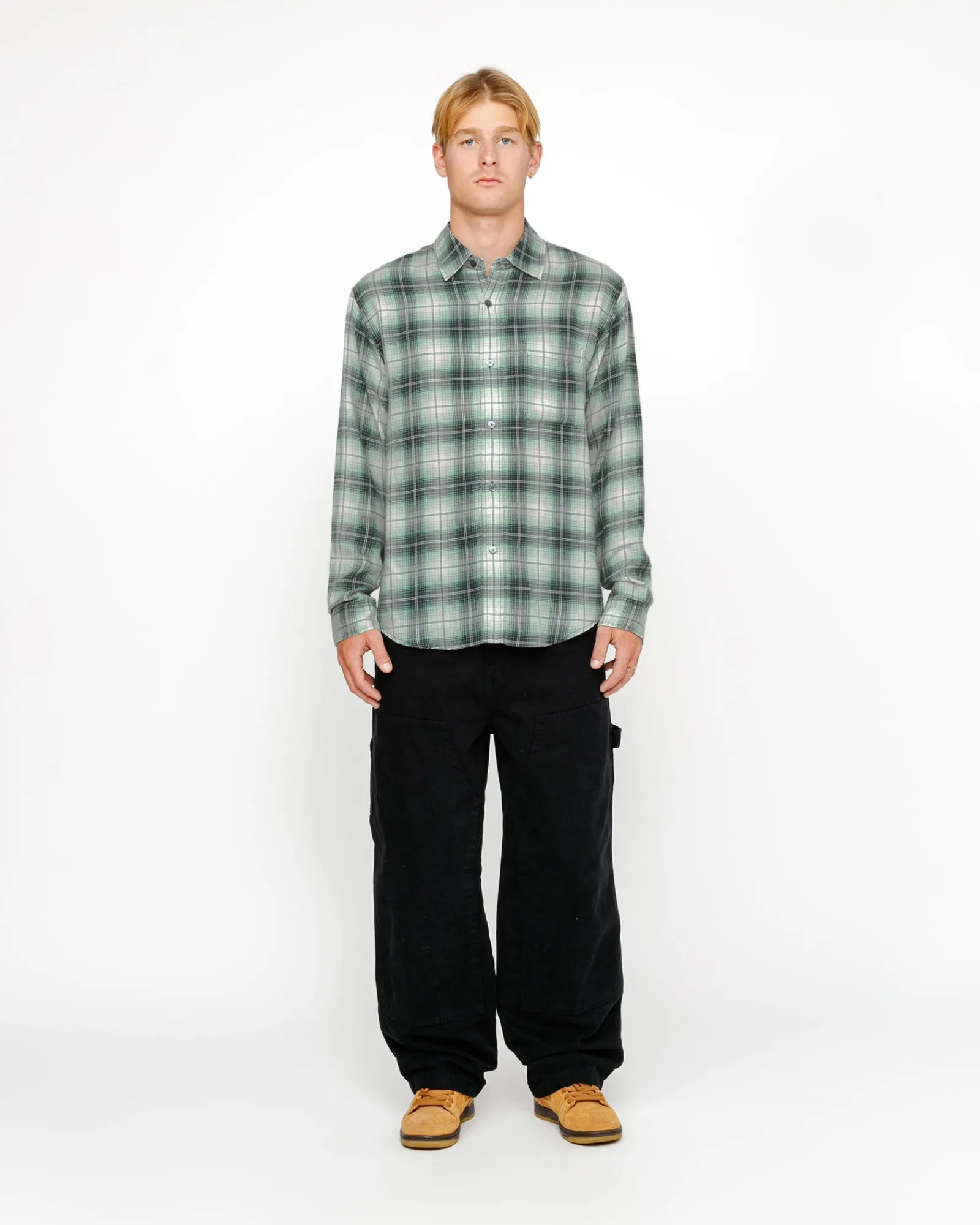 Shirts>Stüssy MATTHEW SHIRT LG PRINTED PLAID Green