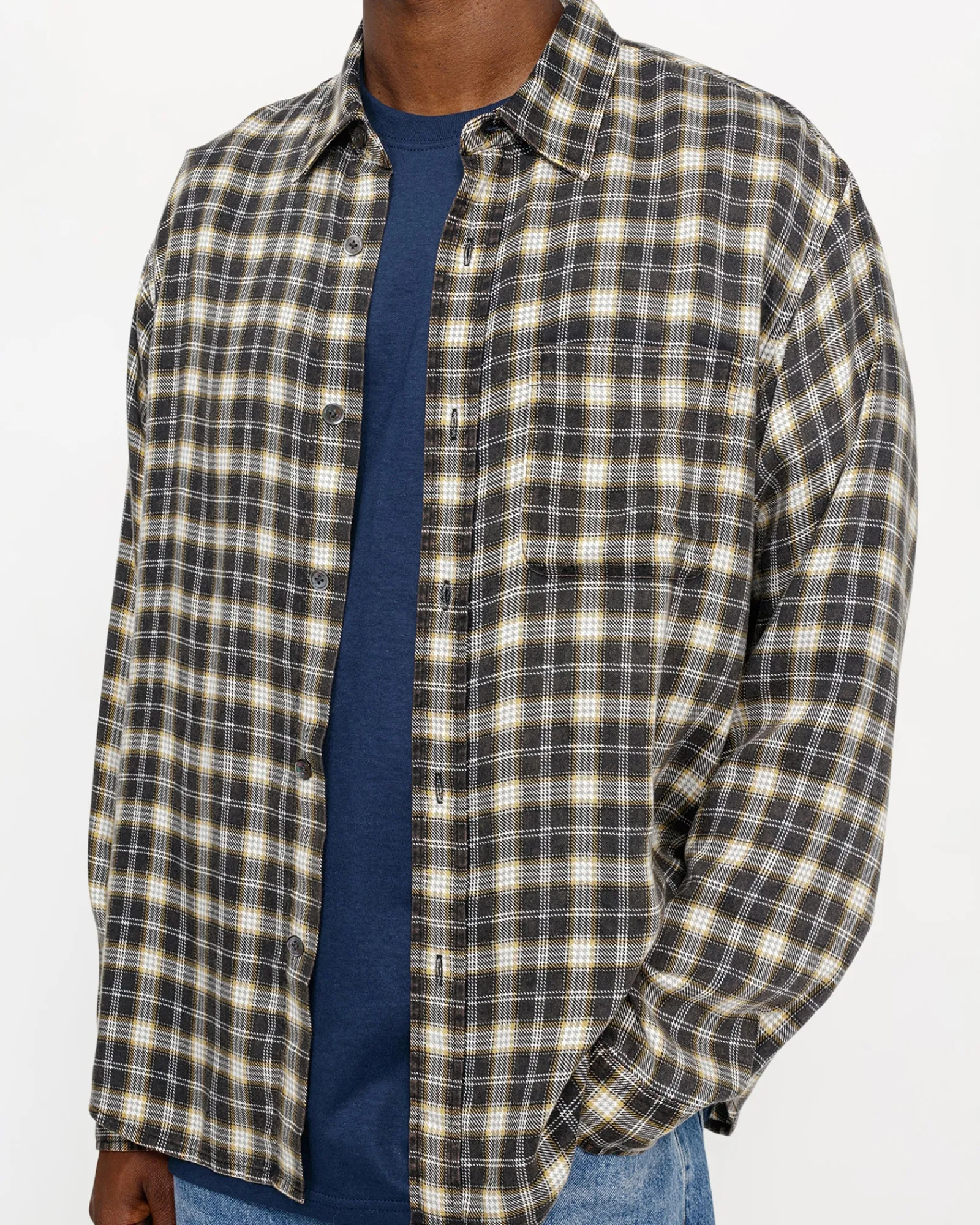 Shirts>Stüssy MATTHEW SHIRT PRINTED PLAID Black