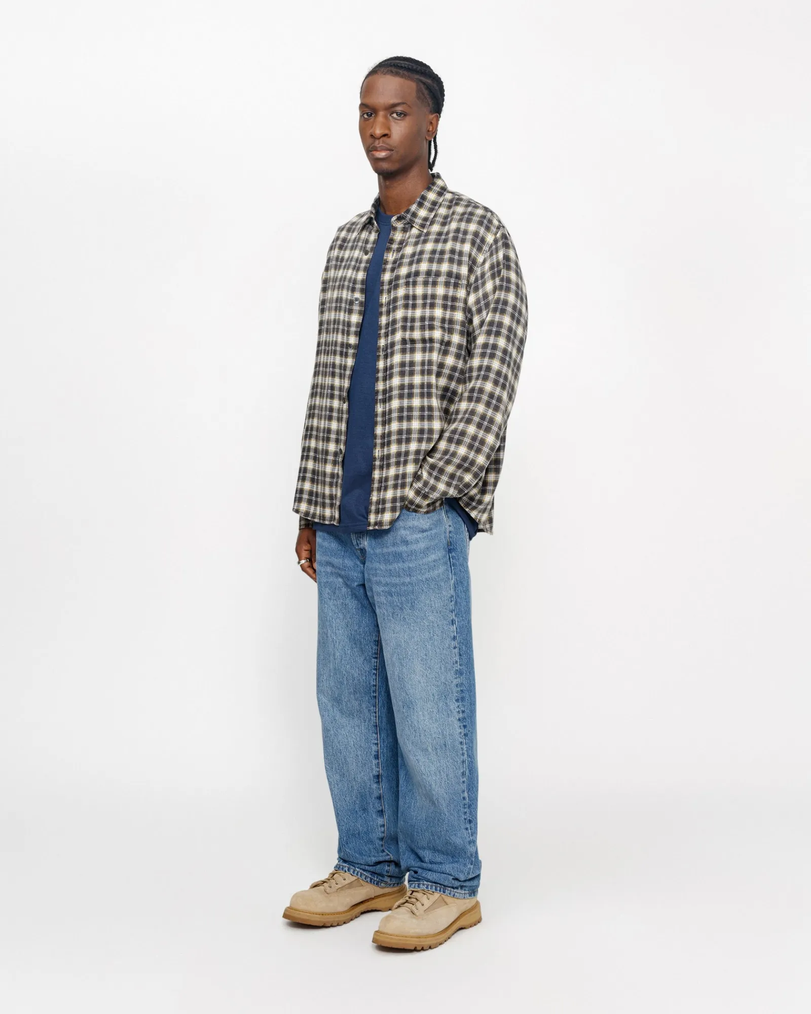 Shirts>Stüssy MATTHEW SHIRT PRINTED PLAID Black