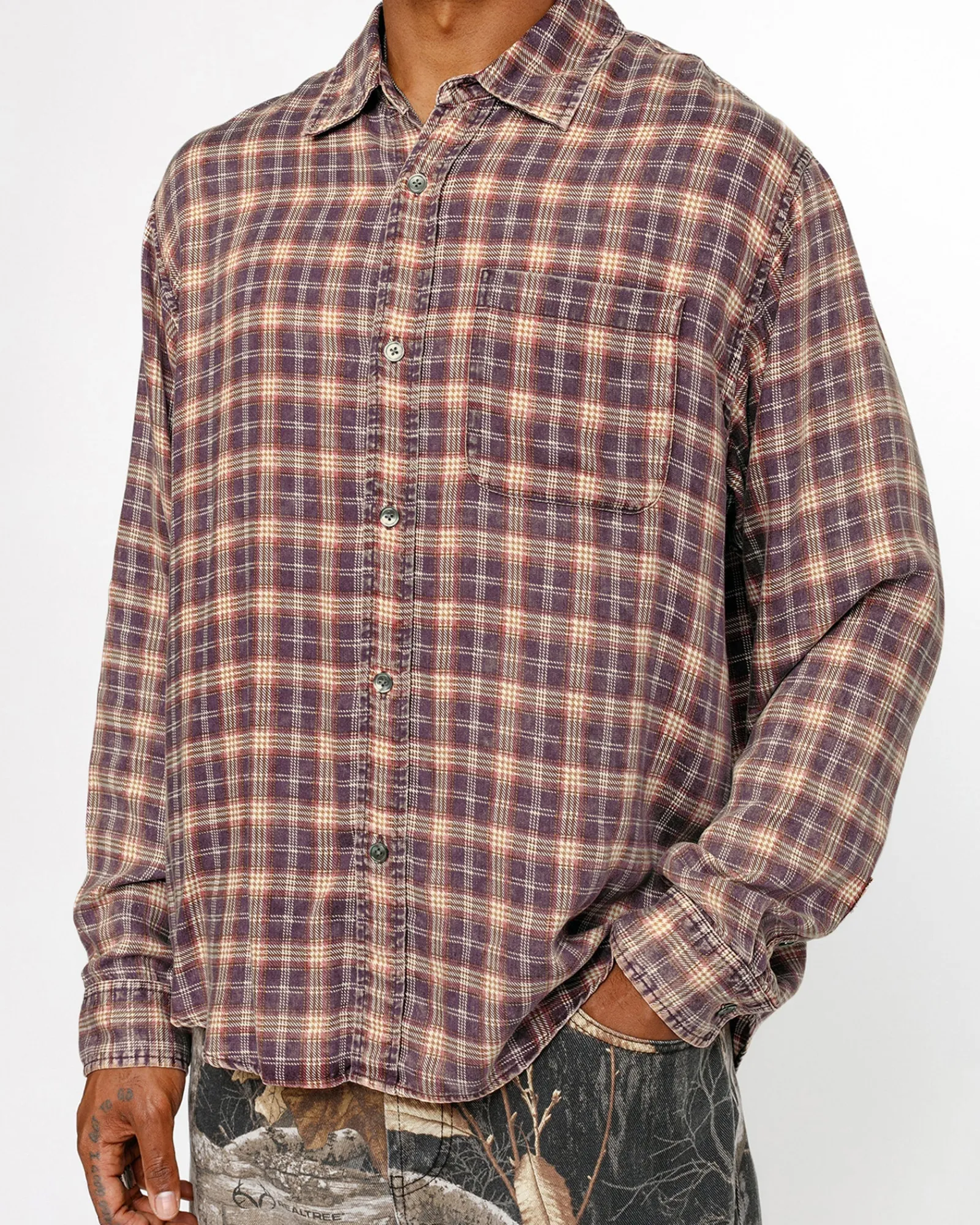 Shirts>Stüssy MATTHEW SHIRT PRINTED PLAID Brick