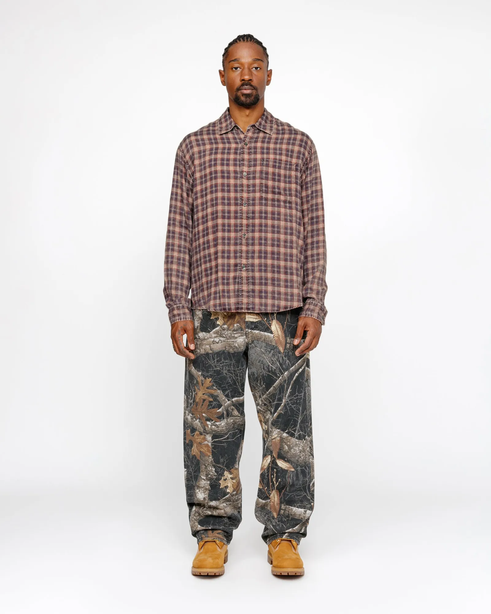 Shirts>Stüssy MATTHEW SHIRT PRINTED PLAID Brick